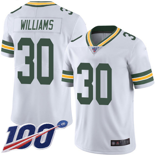Green Bay Packers Limited White Men 30 Williams Jamaal Road Jersey Nike NFL 100th Season Vapor Untouchable
